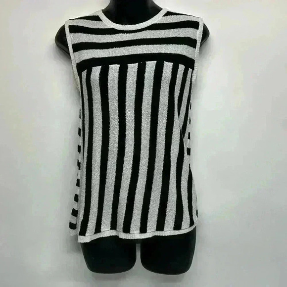 En crème black and white tank top stripes size small - Picture 1 of 7